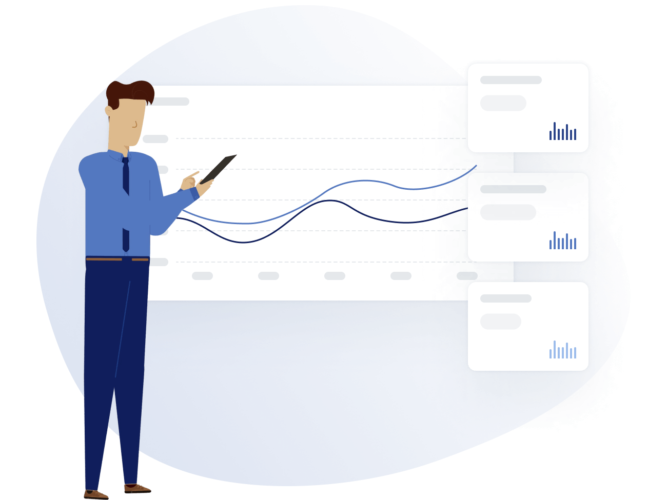 Mailroom manager viewing analytics on tablet